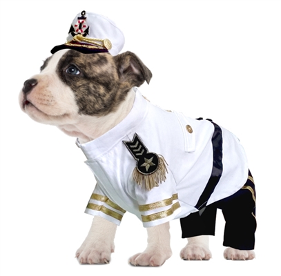 White Captain Halloween Dog Costume