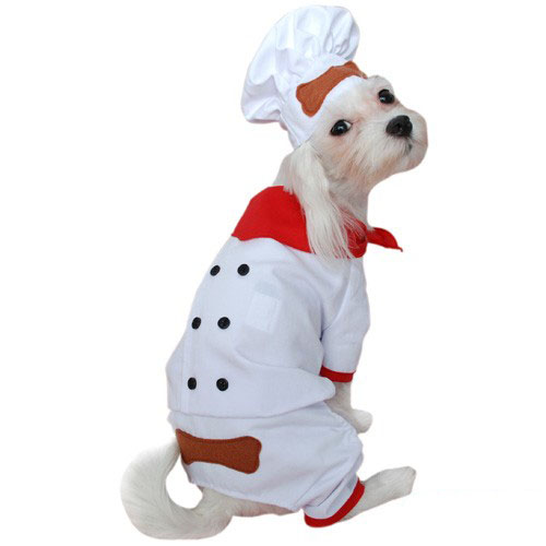 White and Red Chef Dog Costume