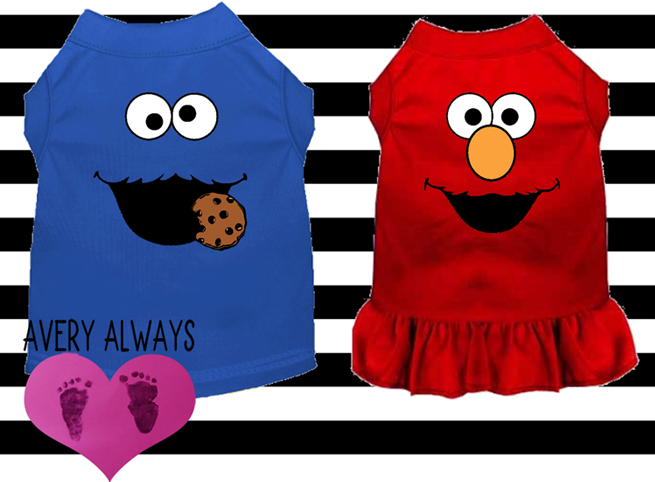 Cookie Monster and Elmo Inspired Costume Dress and Shirt for Dogs